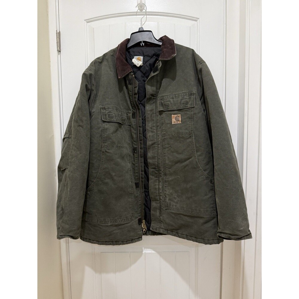Carhartt Coat Zip Up Quilted Rn 14806 Moss Color Sz XL Tall C26-MOS Made In USA